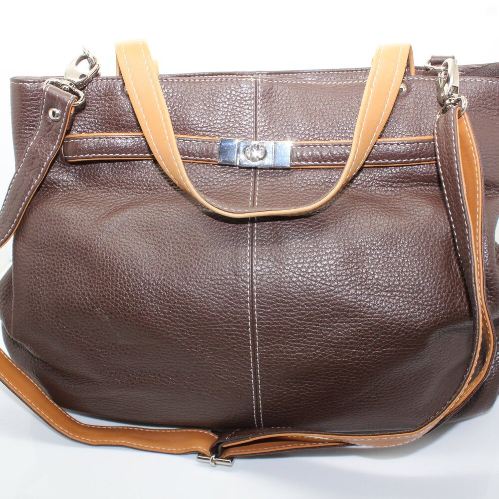 Rossi Firenze Italy Shoulder Bag Brown Pebbled Italian Leather